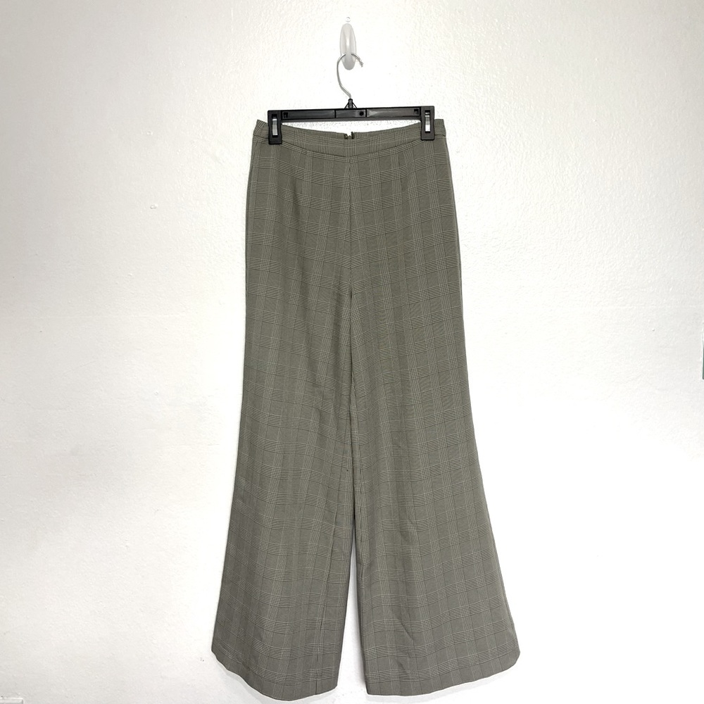 Plaid High Waisted, Wide Leg, Trousers.